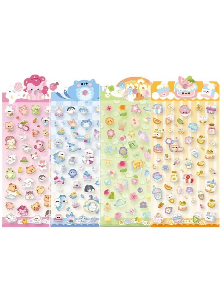 Beauenty 200 Pieces 3D Cartoon Sticker Sheet Cute Pattern Perfect Gift For Kids Classroom Rewards Scrapbook DIY 4 Sheets Total - Image 1