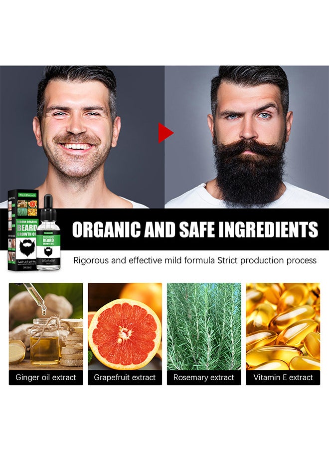 West&Month - Beard Growth Oil - For Beard More Full And Thick - Beard Growth Serum Of Plant Extraction - Pure Natural Promote Beard And Hair Growth - Image 1