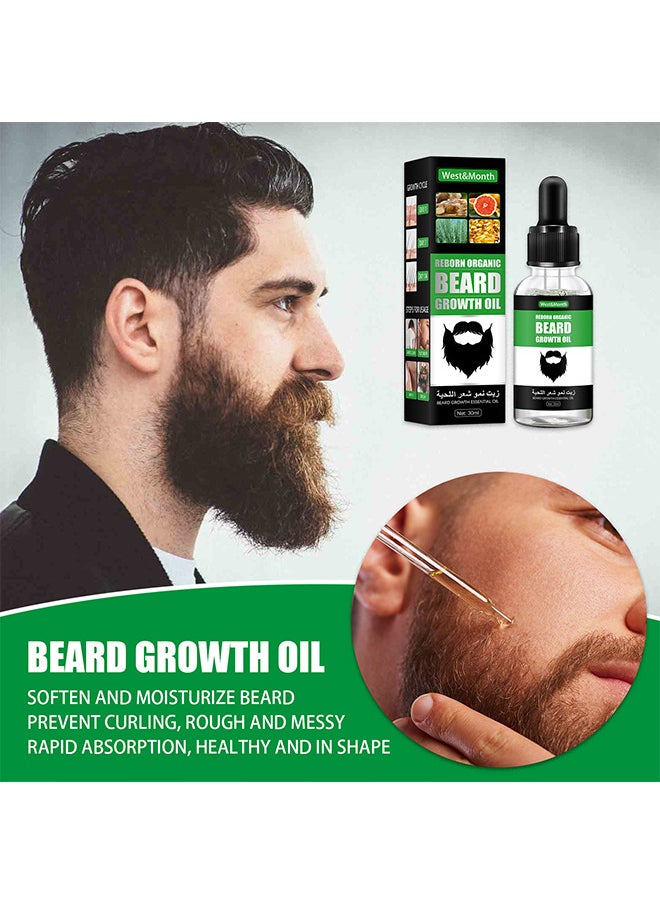 West&Month - Beard Growth Oil - For Beard More Full And Thick - Beard Growth Serum Of Plant Extraction - Pure Natural Promote Beard And Hair Growth - Image 1