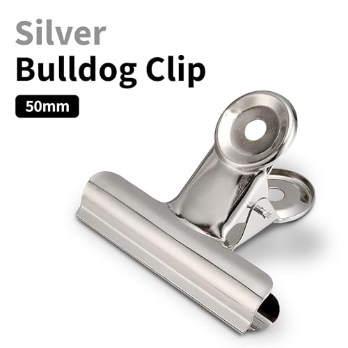 NUOVI 50mm Bulldog Clip-Silver | Heavy Duty, Durable & Anti-Rust Metal Clamp | Perfect for Holding Loose Papers | Ideal for School, Office & Home (Pack of 12) - Image 2