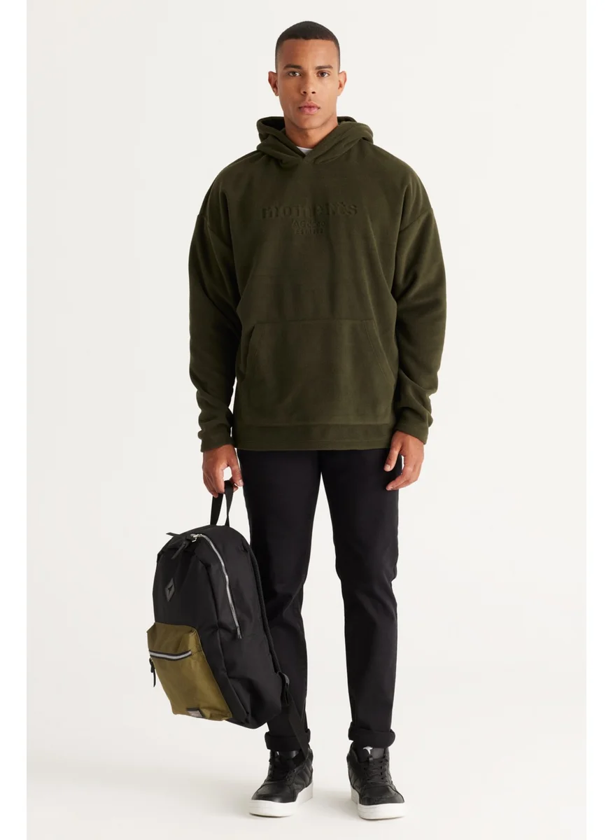 Ac&Co / Altınyıldız Classics Men's Khaki Oversize Loose-Fit Hooded Fleece Sweatshirt