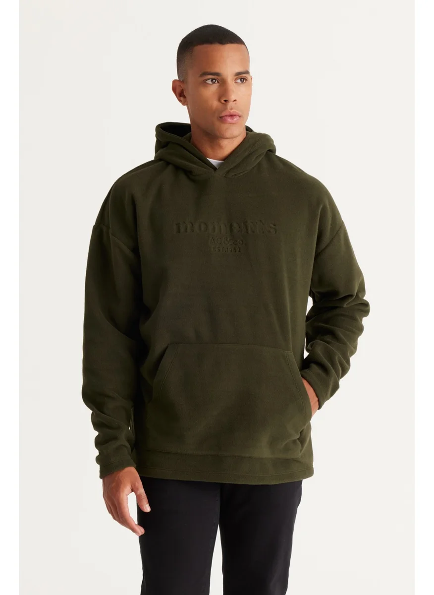 Ac&Co / Altınyıldız Classics Men's Khaki Oversize Loose-Fit Hooded Fleece Sweatshirt
