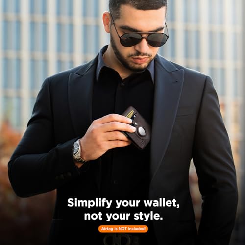 SERMAN BRANDS AirTag Wallet - RFID Blocking Mens Minimalist Money Clip Wallet for Airtag - Full Grain Leather - Slim Bifold. Front Pocket Apple Air tag Wallets for men. Gift (Texas Transformer Air) - Image 2