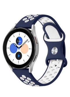 Generic Silicone Sport Bands 20MM Strap For Samsung Gear Sport/Watch 4/Watch 5/Watch 5 Pro/S2 classic/active 2 40mm 44mm/Amazfit Gts 3 4 4 Mini/Bip 3/Pro/Gts 2 mini/Gts 2e/Bip U Blue/White 