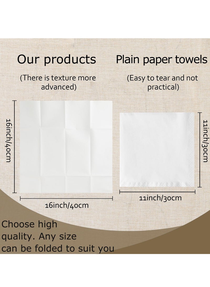 XiuWoo 100 pack Disposable Cloth Like Napkins, Built-in Flatware Pocket, Wedding Party Linen Feel White Napkin, Prefolded for Silverware, white - Image 3