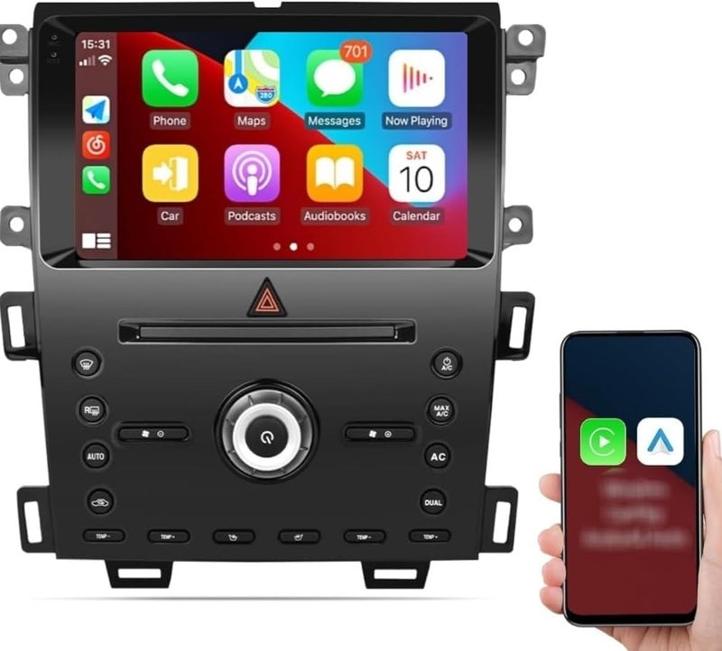 فيريكس ستيريو سيارة أندرويد لفورد إيدج 2011-2014 راديو لاسلكي أبل كاربلاي وأندرويد أوتو، 4 جيجابايت رام 32 جيجابايت، شاشة لمس عالية الدقة 9 بوصة نظام ملاحة جي بي إس بلوتوث هاي فاي راديو إف إم واي فاي SWC+ كاميرا احتياطية ميكروفون - Image 1