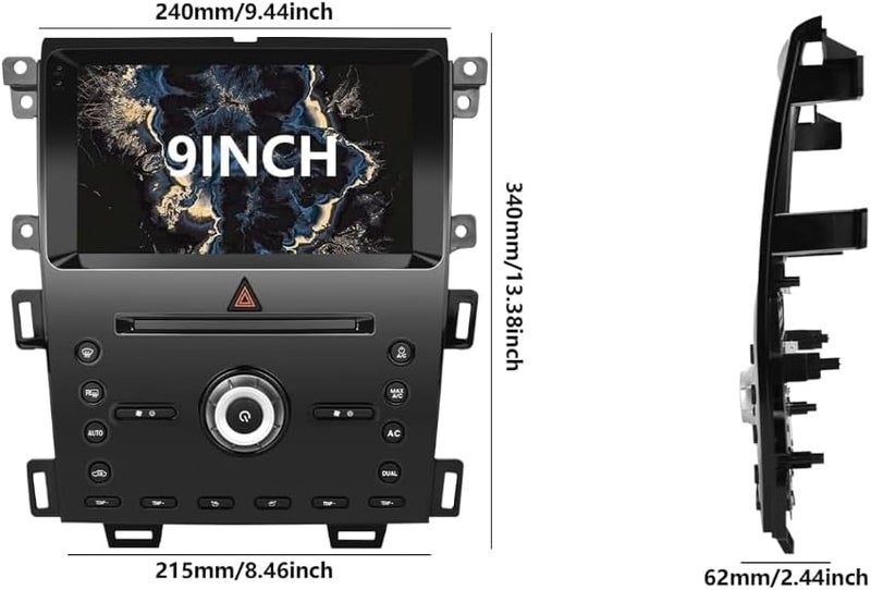 فيريكس ستيريو سيارة أندرويد لفورد إيدج 2011-2014 راديو لاسلكي أبل كاربلاي وأندرويد أوتو، 4 جيجابايت رام 32 جيجابايت، شاشة لمس عالية الدقة 9 بوصة نظام ملاحة جي بي إس بلوتوث هاي فاي راديو إف إم واي فاي SWC+ كاميرا احتياطية ميكروفون - Image 4