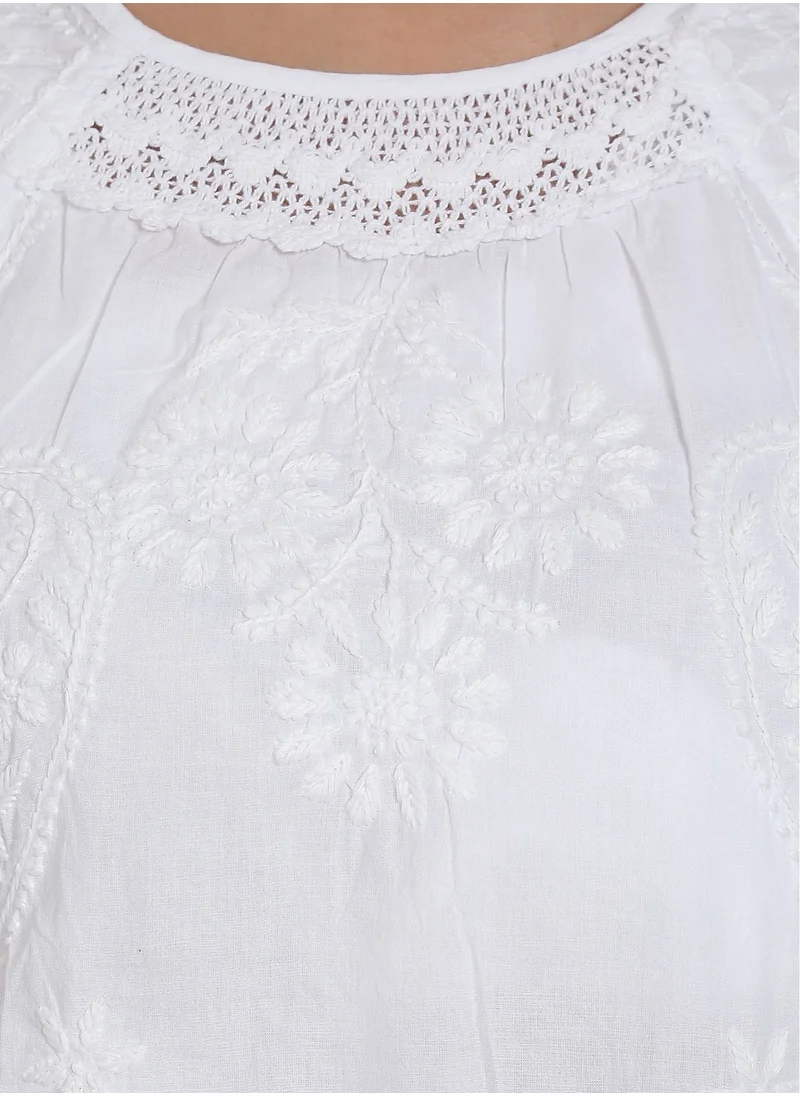 Alaya Hand Embroidered Chikankari Cotton A-Line Sustainable Tunics-AL920