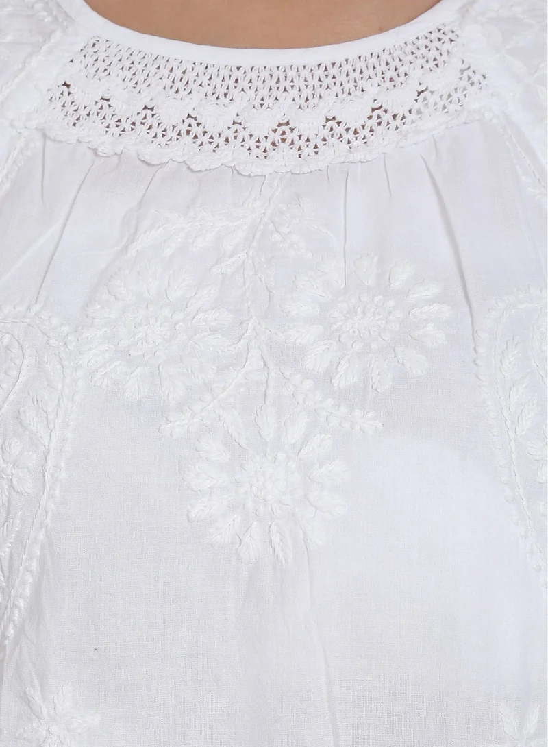 Alaya  Hand Embroidered Chikankari Cotton A-Line Sustainable Tunics-AL920 for Women | Best Price UAE