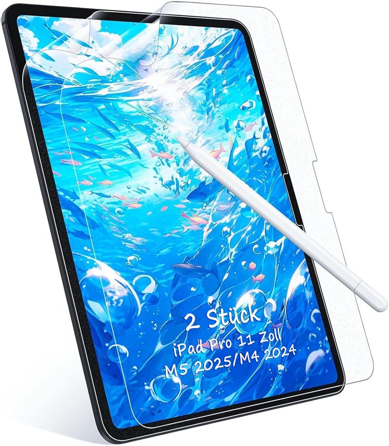 Mamol Pack of 2 Paper Screen Protectors for iPad Pro 11 Inch (M5/M4, 2025/2024), Matte Paper Film, Screen Protector, Writing and Drawing, Anti-Glare Feel Film, PET Screen Protector - Image 1