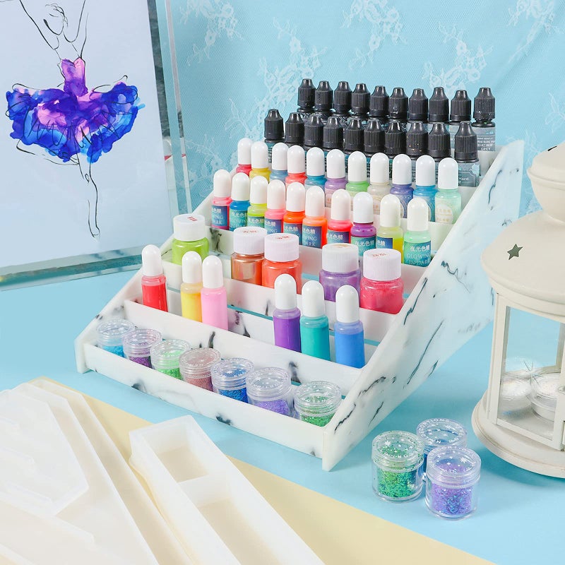FUNSHOWCASE Display Organizer Rack Epoxy Resin Silicone Molds Set for Lipstick Makeup Nail Polish Pigment Jewelry - Image 5