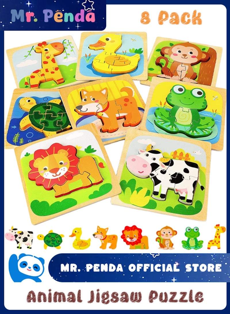 Mr. Penda Wooden Puzzles for Toddlers 1-3, Animals Toddler Puzzles, Puzzles for Toddlers 2-4, Wood Puzzles Educational Montessori Toys Gifts for 1 2 3 Year Old, Baby Puzzles 12-18, Kids Learning Toy - Image 1
