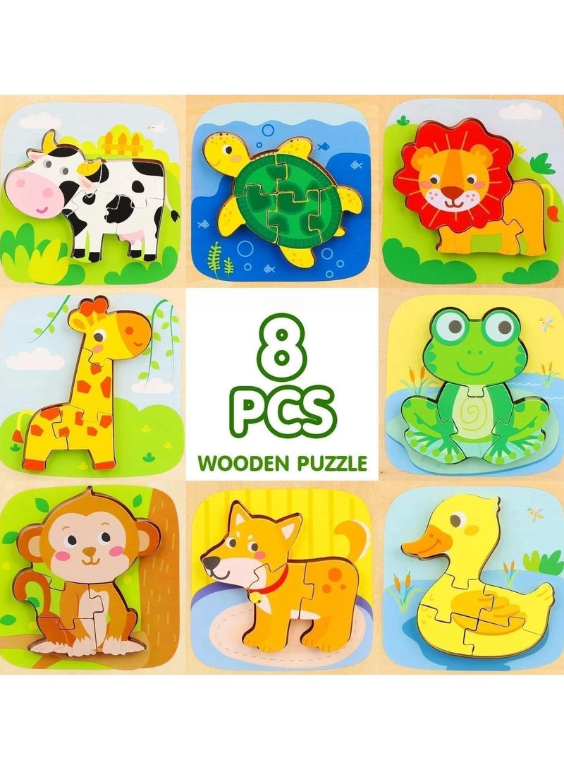 Mr. Penda Wooden Puzzles for Toddlers 1-3, Animals Toddler Puzzles, Puzzles for Toddlers 2-4, Wood Puzzles Educational Montessori Toys Gifts for 1 2 3 Year Old, Baby Puzzles 12-18, Kids Learning Toy - Image 3