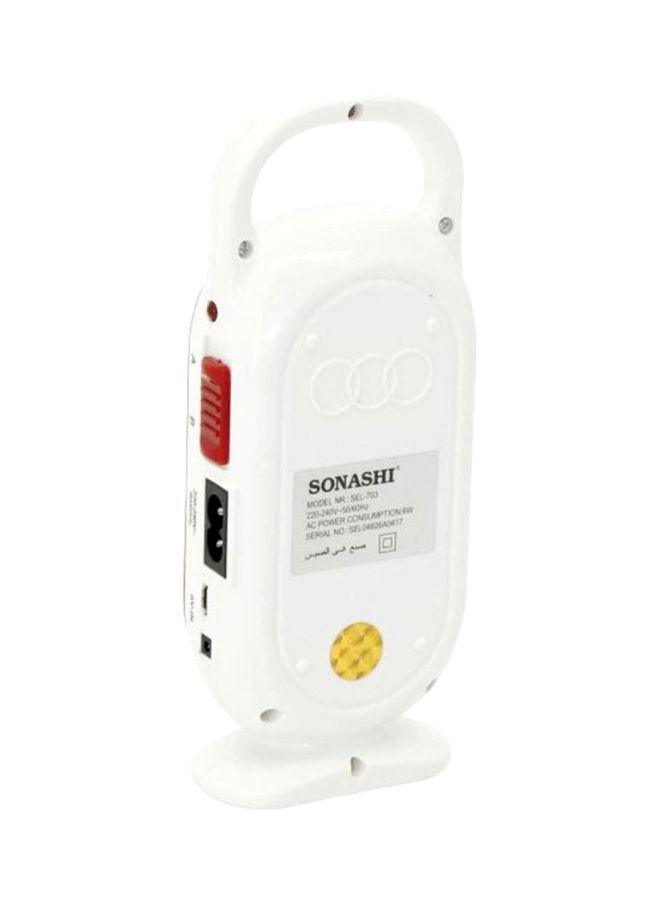 SONASHI Rechargeable Emergency Lantern with Bright LED Light  Buildin Battery  Charge Indicator with Continuous Working Time of 4 Hours  Travelfriendly with Handle  Perfect for Outings SEL-703 White/Red - Image 2