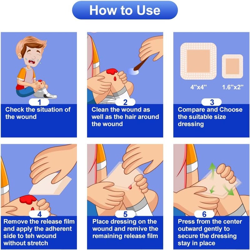 Dimora Niceful 10 Packs Silicone Foam Dressing 16x2 in 10 Packs Hydrocolloid Dressing 4x4 in High Absorbent Bed Sore Bandages Faster Healing - Image 4