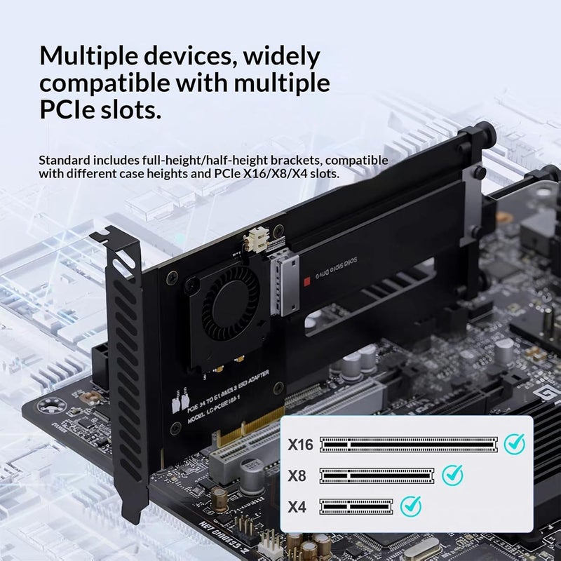 محولات PCIe 5.0 عالية الأداء من نوع E1S مزودة بتبريد مروحي لمصفوفات أقراص NVMe في أنظمة تخزين عالية الكثافة مبردة بالمروحة - Image 2
