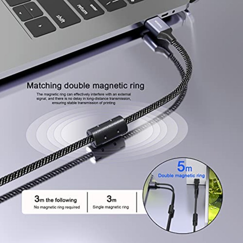 كابل الطابعة eter USB من النوع A إلى النوع B سلك طابعة USB متين كابل طابعة عالي السرعة لـ HP وCanon وDell وEpson وLexmark وXerox وBrother وSamsung والمزيد... - Image 5