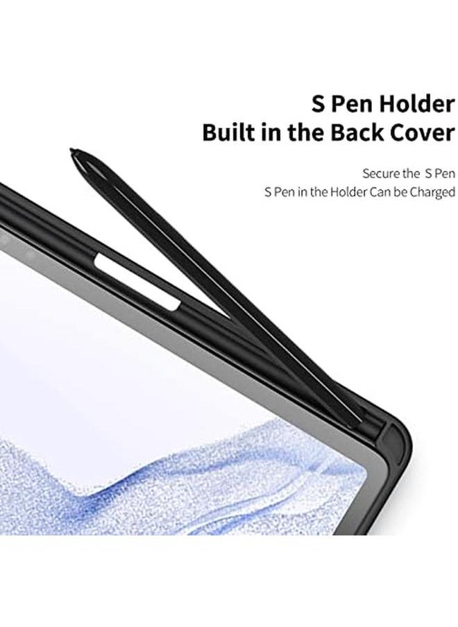 DUZZONA - Case For Samsung Galaxy Tab S7 Fe 5G S8 Plus Plus Transparent Back Tablet Cover For 12.4 Inch Galaxy Tab S8 Plus 2022 S7 Fe 5G 2021 Tab S7 Plus 2020 With Pen Holder Black - Image 1