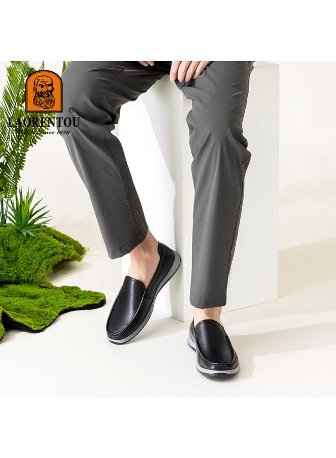 Laorentou Men's First Layer Cowhide Leather Casual Business Shoes La60 Black Size 43 - Image 1
