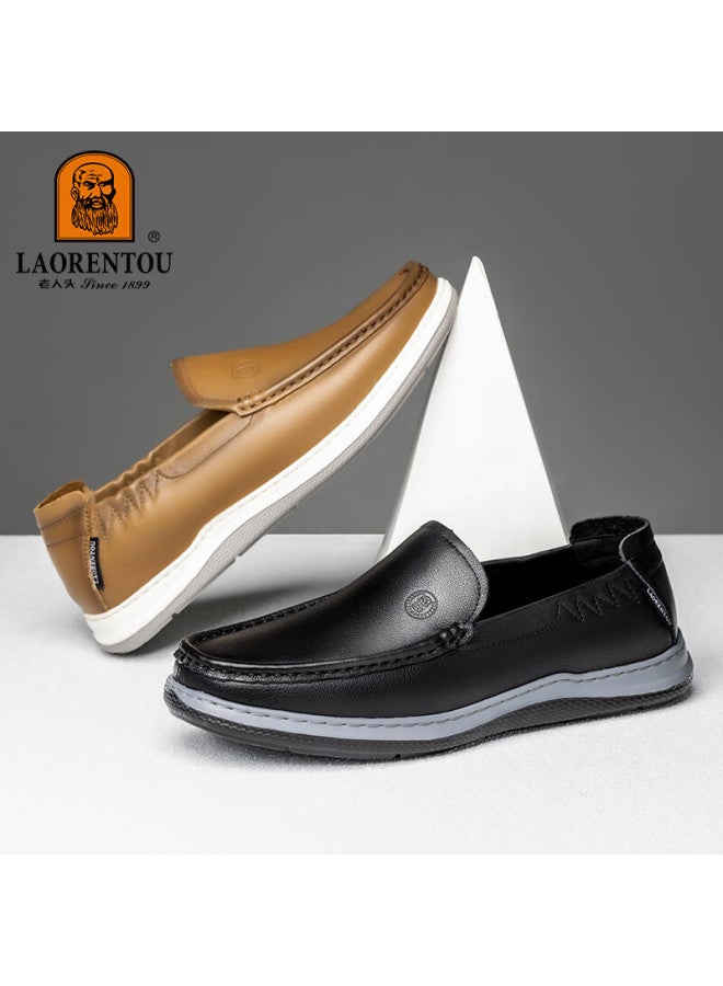 Laorentou Men's First Layer Cowhide Leather Casual Business Shoes La60 Black Size 43 - Image 2