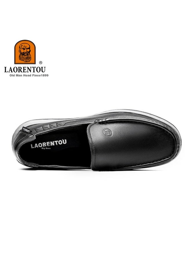 Laorentou Men's First Layer Cowhide Leather Casual Business Shoes La60 Black Size 43 - Image 3