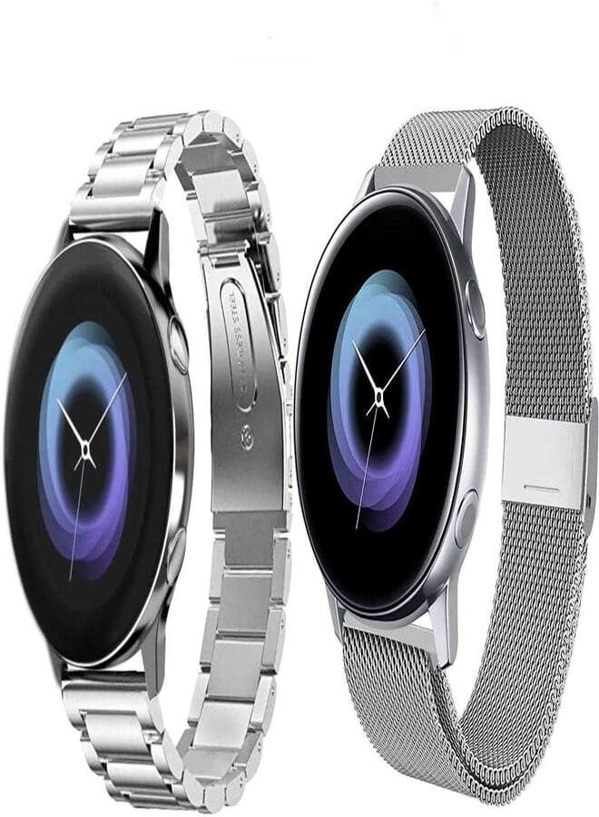 ACESTAR Watch Bands for Samsung Galaxy Watch Active 2 40mm/44mm, 20mm Galaxy Watch Stainless Steel Metal Band+ Mesh Loop Bands Strap for Galaxy Active 2 Watch Band…