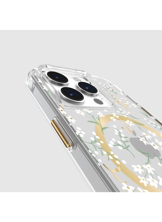 Rifle Paper Co. - iPhone 15 Pro Case - Printed in full color and foil stamped - Imported - Petite Fleurs with Magsafe - Image 1