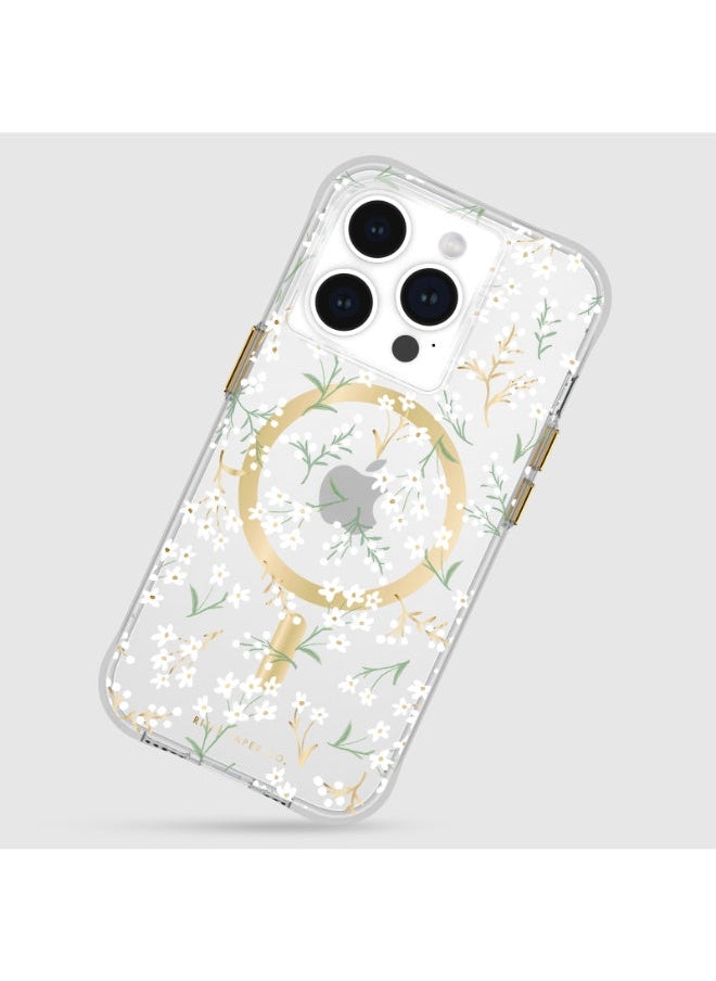 Rifle Paper Co. - iPhone 15 Pro Case - Printed in full color and foil stamped - Imported - Petite Fleurs with Magsafe - Image 1