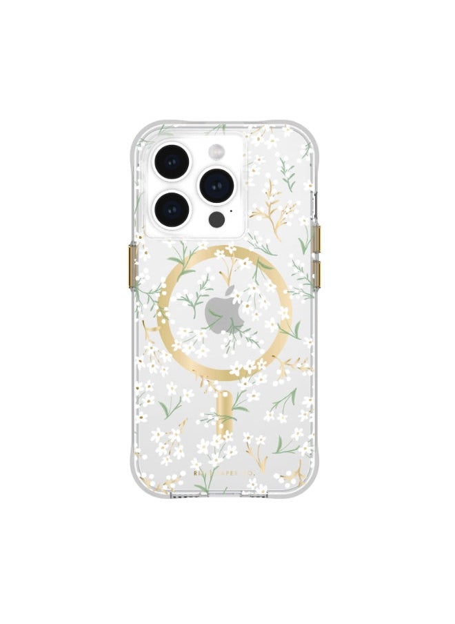 Rifle Paper Co. - iPhone 15 Pro Case - Printed in full color and foil stamped - Imported - Petite Fleurs with Magsafe - Image 1