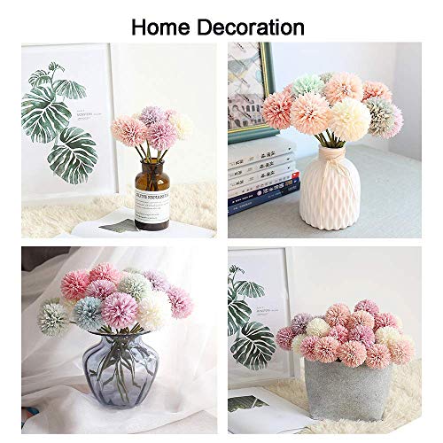 Louiesya Artificial Green Flowers 12 Pcs Fake Flowers Silk Artificial Chrysanthemum Ball Hydrangea Bridal Wedding Bouquet for Home Garden Party Wedding Decor - Image 5