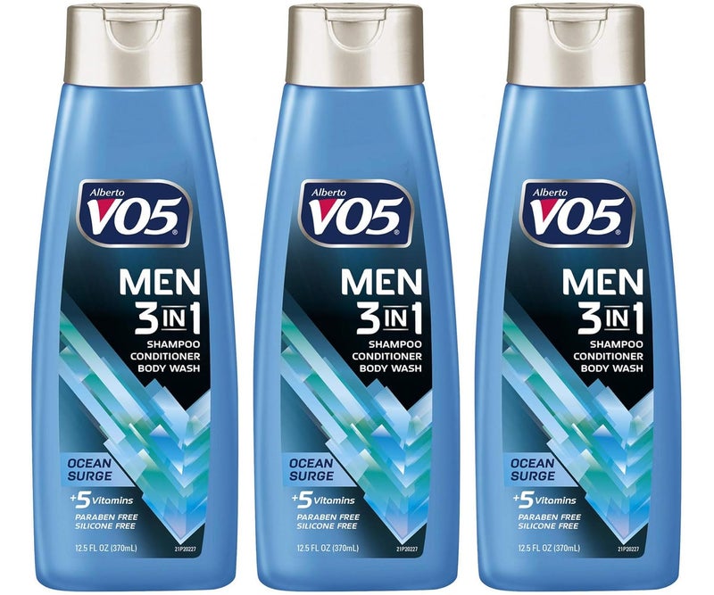 VO5 3 Pk, Alberto Men's 3-in-1 Shampoo Conditioner Body Wash , Ocean Surge 12 fl. oz. - Image 1