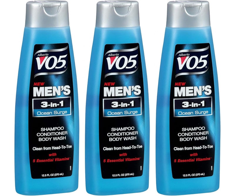 VO5 3 Pk, Alberto Men's 3-in-1 Shampoo Conditioner Body Wash , Ocean Surge 12 fl. oz. - Image 3