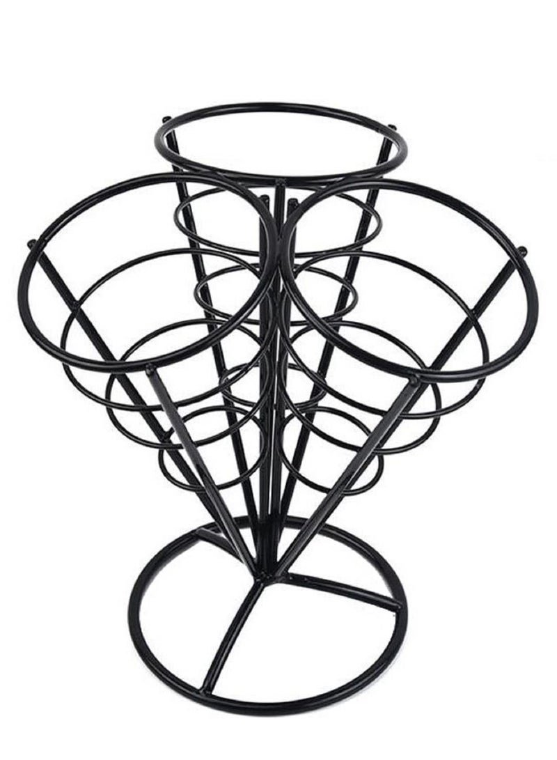 KASTWAVE حامل مخروط 1 Holds 3 مخاريط حوامل مخروط بطاطا مقلية حافظة مخروط سلة مخروط معدنية حامل وجبات خفيفة عرض دجاج مقلي رفوف سلكية للمطبخ مطعم مستلزمات الحفلات - Image 1