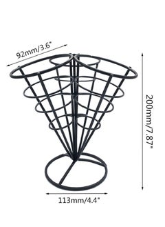 KASTWAVE 1 Holds 3 Cones Cone Holder Stand French Fries Stand Cone Basket Fry Holder Metal Cone Snack Fried Chicken Display Rack Wire Stands for Kitchen Restaurant Party Supplies  - Image 5