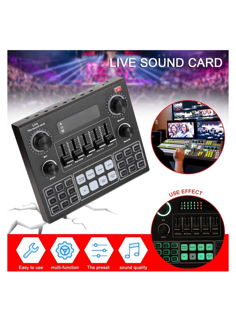 Multifunctional Live V9 Sound Card and BM800 Suspension Microphone Kit Broadcasting Condenser Microphone Set Intelligent Webcast Live Sound Card for Computers and Mobile  - Image 5