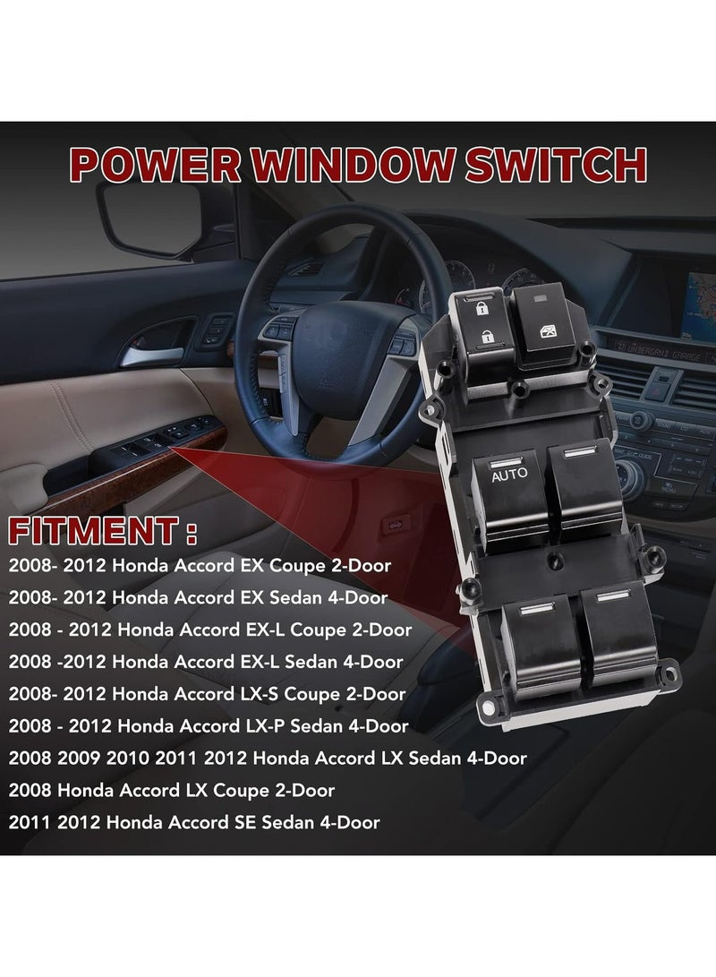 TLAXCA 35750-TB0-H01 مفتاح نافذة الطاقة الرئيسي الجانبي للسائق بديل لهوندا أكورد 2008 2009 2010 2011 2012، بديل 35750-TBD-H13، 35750-TA0-A02 - Image 2