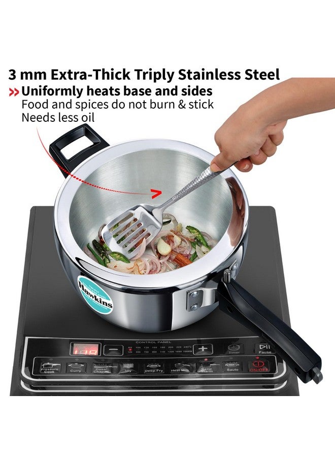 Hawkins 3.5 Litre Triply Stainless Steel Pressure Cooker, Inner Lid Cooker, Silver (Hsst35) - Image 2