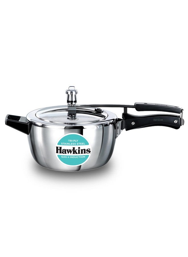 Hawkins 3.5 Litre Triply Stainless Steel Pressure Cooker, Inner Lid Cooker, Silver (Hsst35) - Image 1