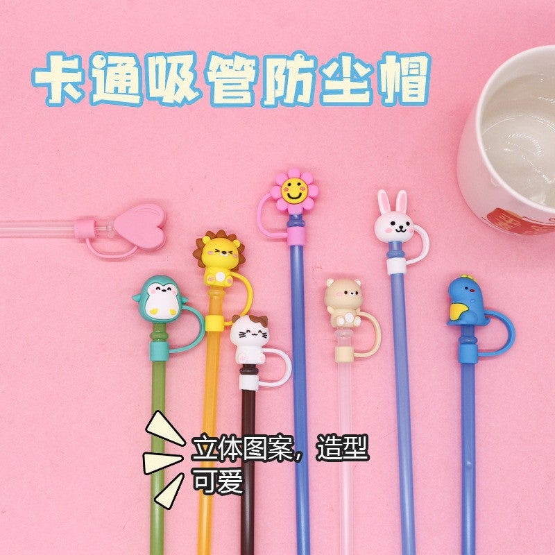 Creative Cartoon Straw Cap Beverage Straw Plug Dust Cover Recyclable Straw Cover Straw Cover Straw Cover Sale - Image 3