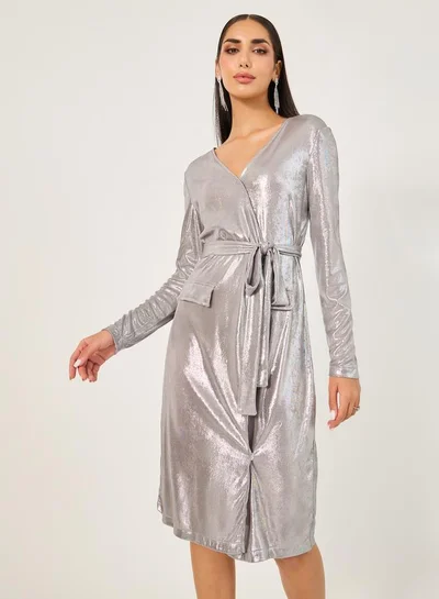 Styli Shimmering Wrap Dress
