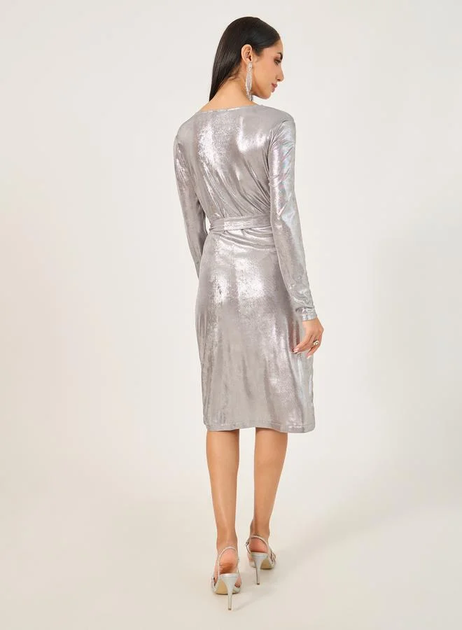 Styli Shimmering Wrap Dress