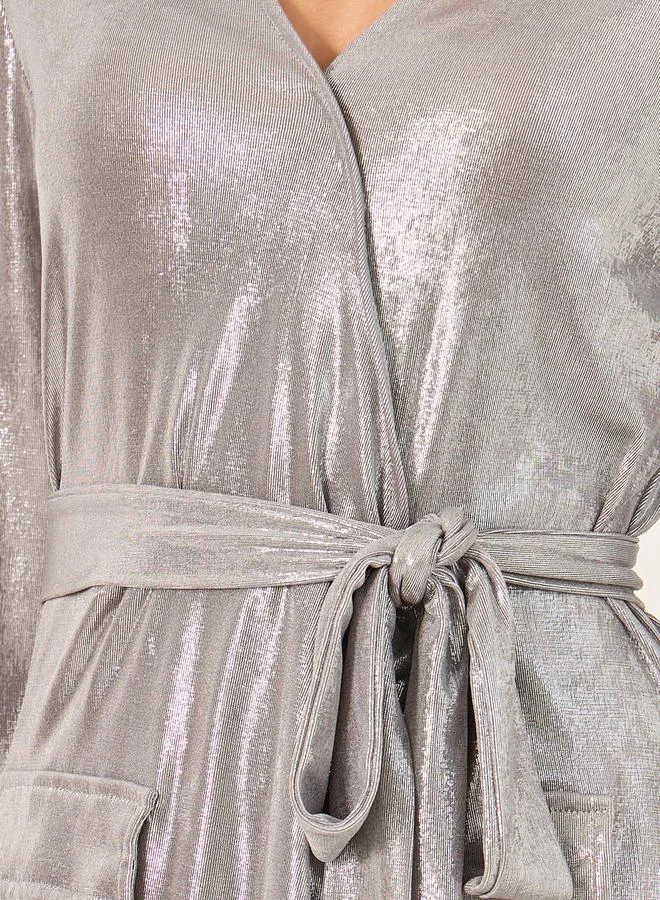 Styli Shimmering Wrap Dress