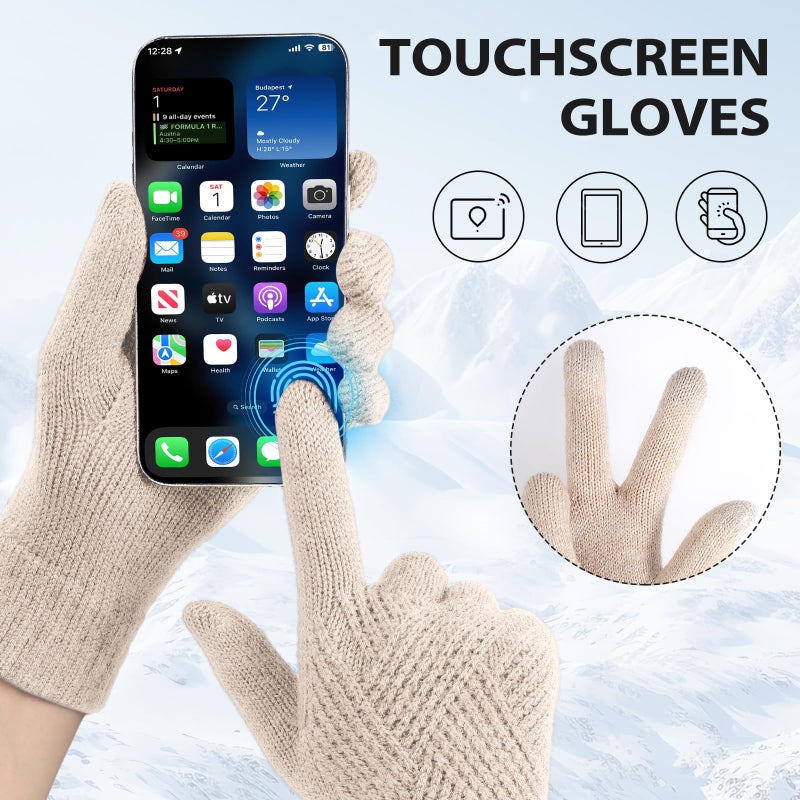 Tavaleu Womens Winter Gloves - Gloves for Women Cold Weather, Warm Touch Screen Fleece Lined Glove, Elastic Cuff Knit Glove - Image 4