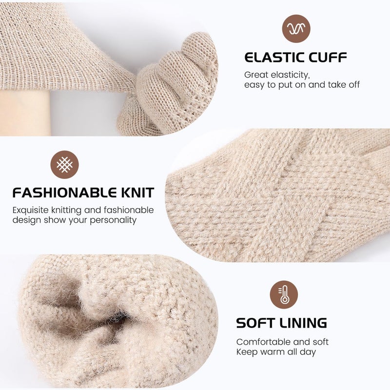 Tavaleu Womens Winter Gloves - Gloves for Women Cold Weather, Warm Touch Screen Fleece Lined Glove, Elastic Cuff Knit Glove - Image 3