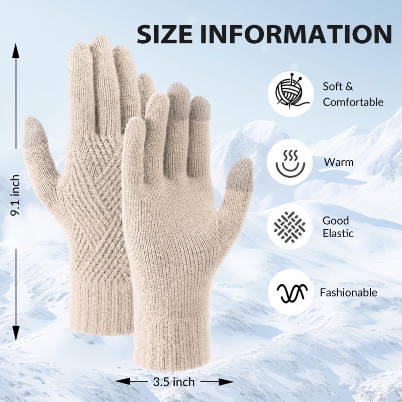 Tavaleu Womens Winter Gloves - Gloves for Women Cold Weather, Warm Touch Screen Fleece Lined Glove, Elastic Cuff Knit Glove - Image 2