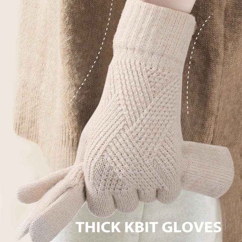 Tavaleu Womens Winter Gloves - Gloves for Women Cold Weather, Warm Touch Screen Fleece Lined Glove, Elastic Cuff Knit Glove - Image 5
