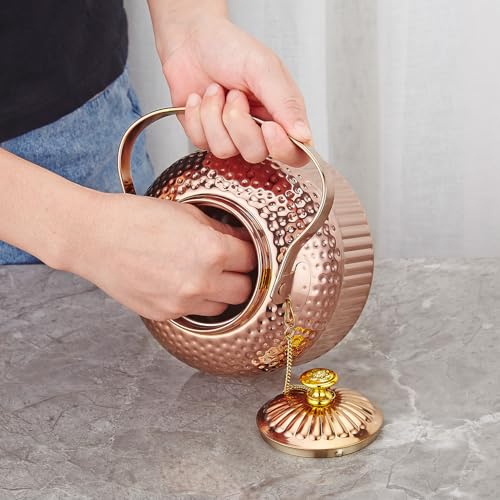 SANQIAHOME غلاية شاي سانقيا هوم عتيقة 1.2 لتر (40 أونصة) من الفولاذ المقاوم للصدأ مع مصفاة نحاسية - Image 5
