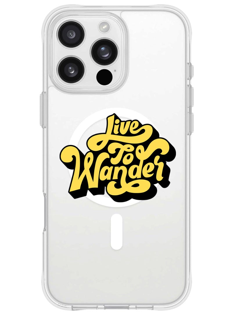 Theodor iPhone 16 Pro Max Magsafe Magnetic Case for iPhone Compatible with Wireless Charging, Shockproof Phone Bumper Cover - Live to wander-01 - Image 1