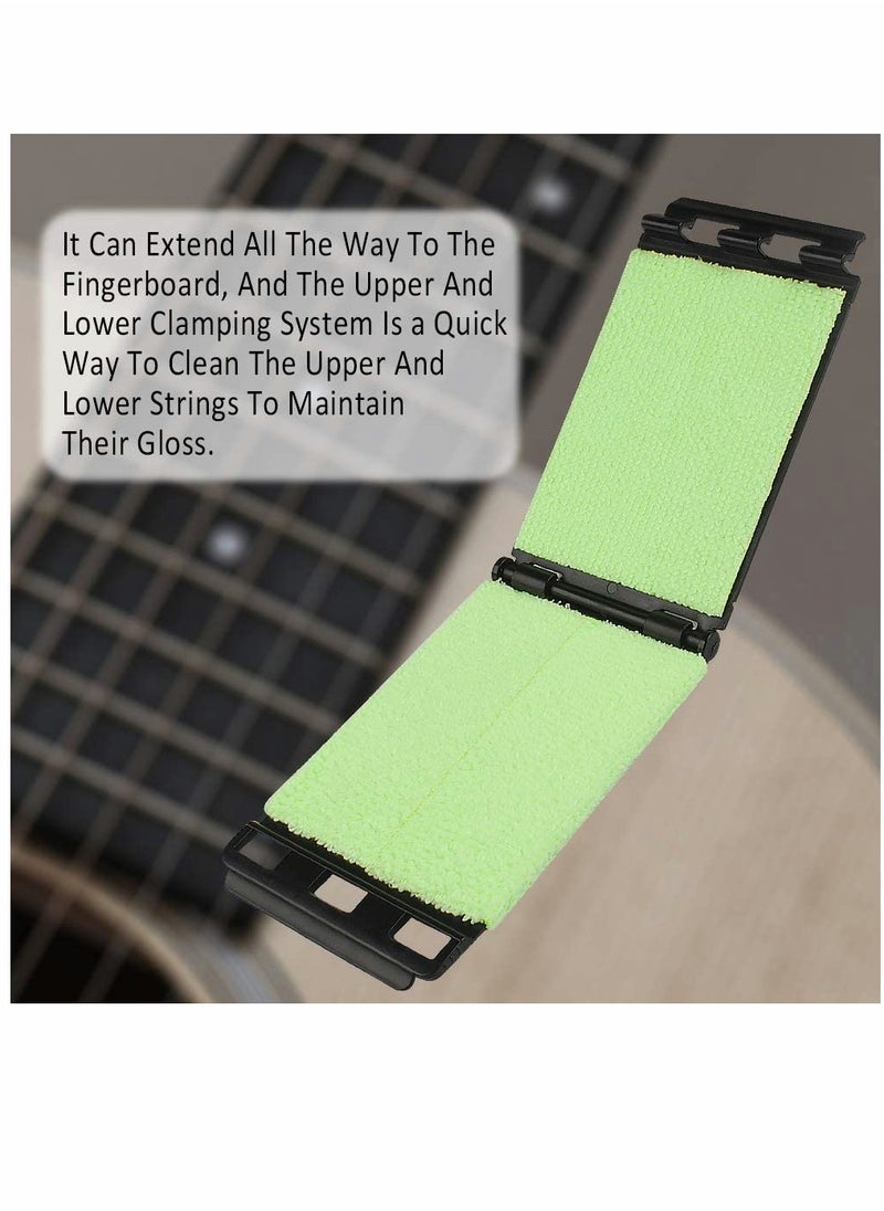 null - 2 Pack, Dual Guitar String Cleaner for Guitar, Bass, and Ukulele, Used for Cleaning String and Fretboard String Wiper Guitar String Maintenance, Light Green - Image 1
