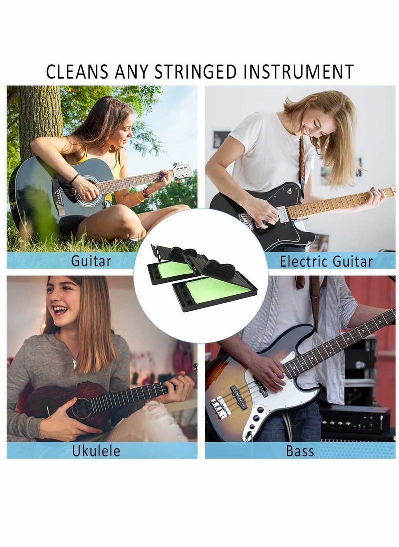 null - 2 Pack, Dual Guitar String Cleaner for Guitar, Bass, and Ukulele, Used for Cleaning String and Fretboard String Wiper Guitar String Maintenance, Light Green - Image 1